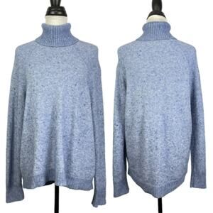 J. Crew | Blue Wool & Alpaca Blend Turtleneck Sweater in Supersoft Yarn